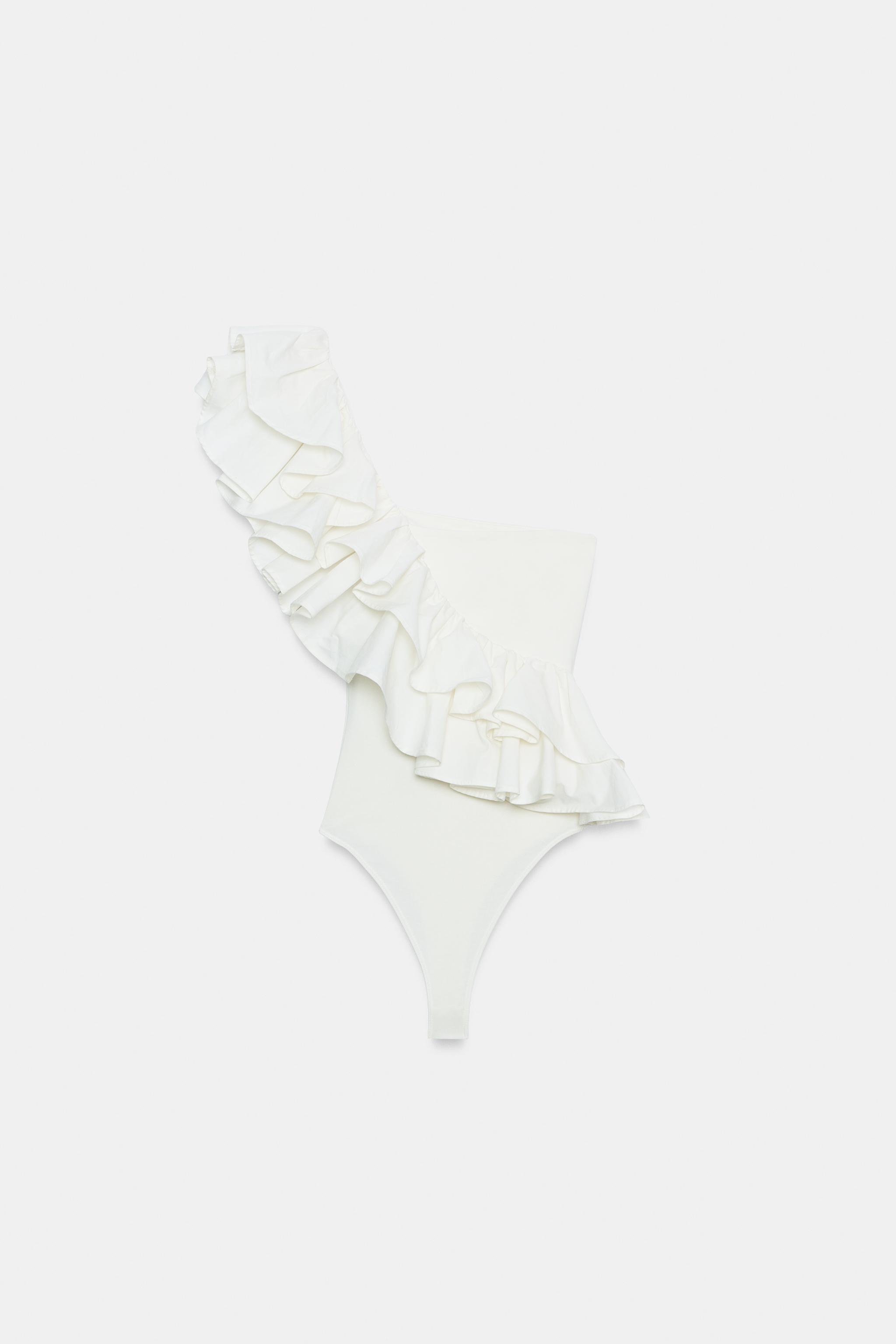 ASYMMETRIC RUFFLED BODYSUIT